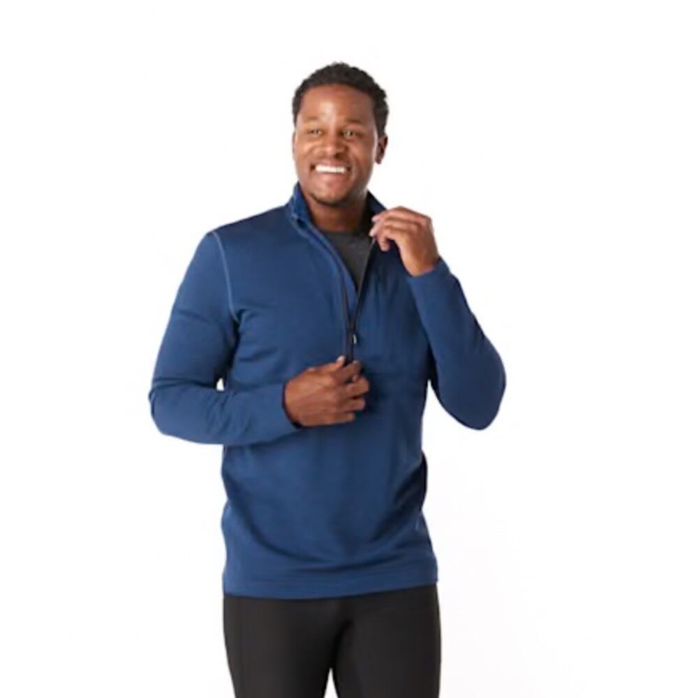 Smartwool Men's Merino Wool Blend Sport Fleece 1/2 Zip Blue XXL 2XL Pullover